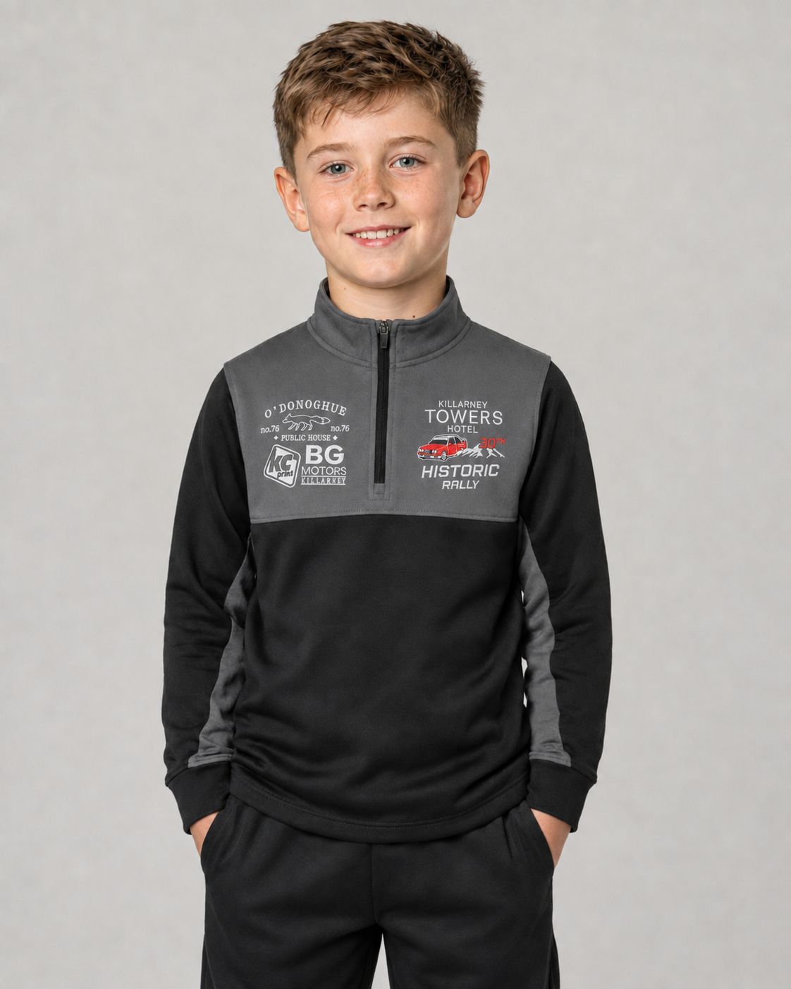 Killarney Towers Hotel Killarney Historic Rally Kids Tracksuit Top black/gun Metal Grey