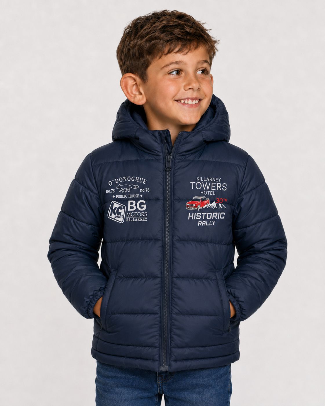 Killarney Towers Hotel Killarney Historic Rally Kids Puffer Coat Navy