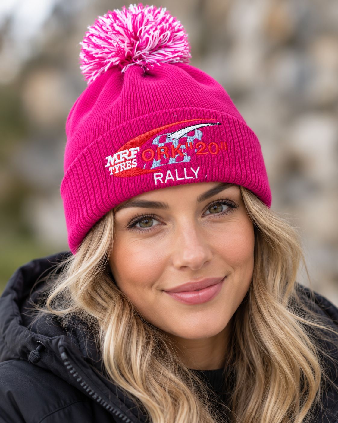 MRF TYRES CORK 20 RALLY PINK BOBBLE HAT