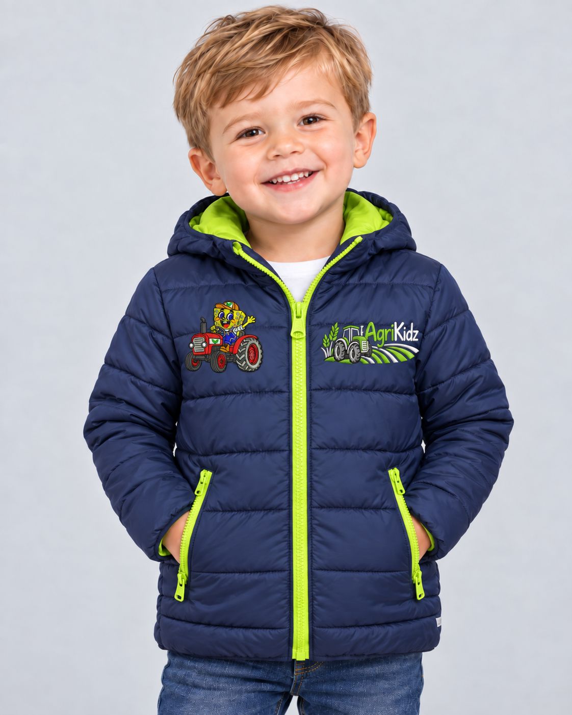 NEW AGRI KIDZ PUFFER JACKET Navy &amp; Green