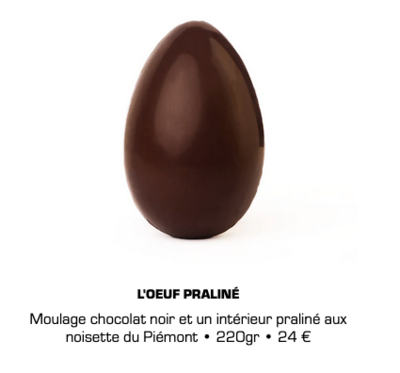 CHOCOLATS DE PÂQUES / L'oeuf praliné 220gr