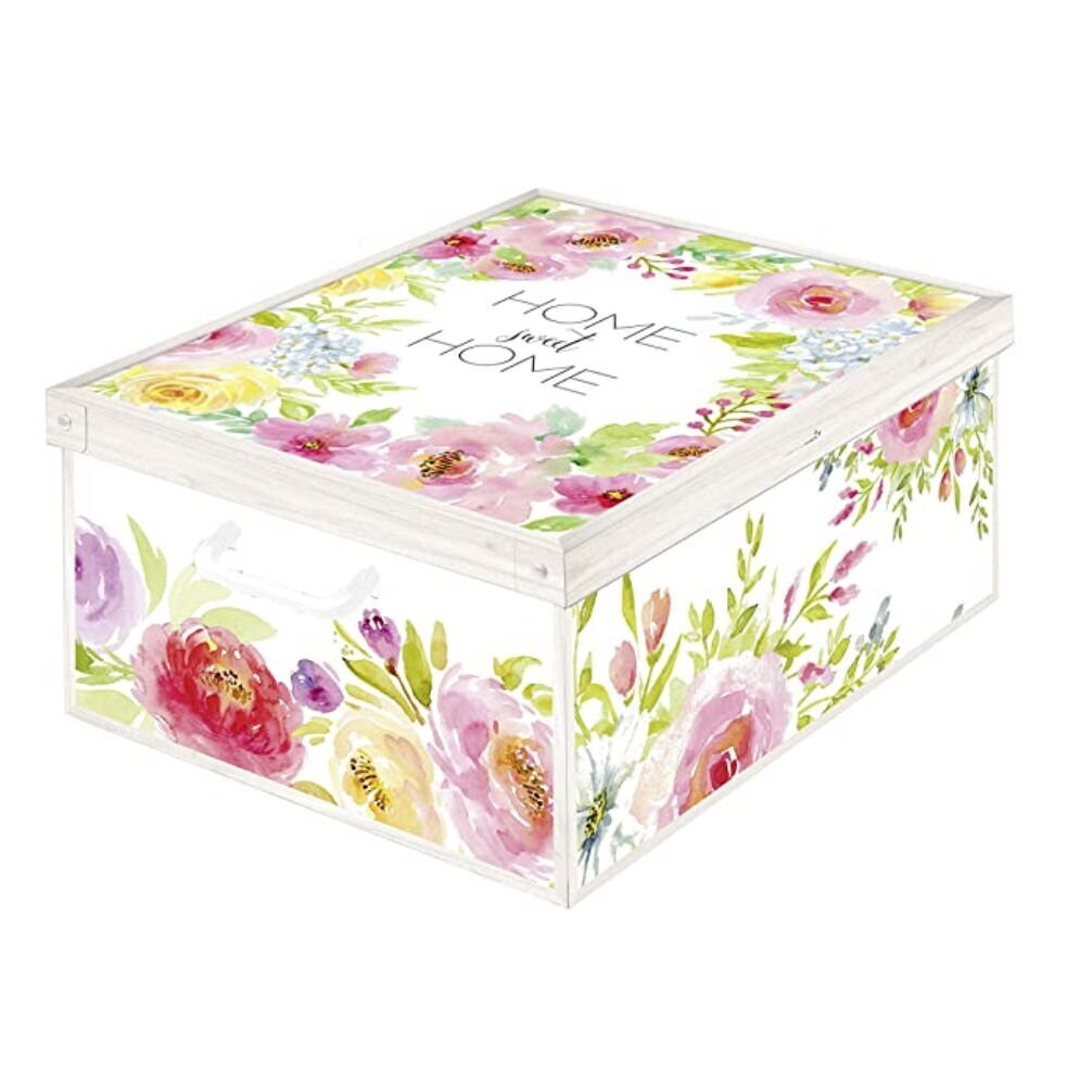 Stabile Aufbewahrungsbox Ordnungsbox Dekobox aus Kartonage 50 x 39 x 24 cm Sweet Home