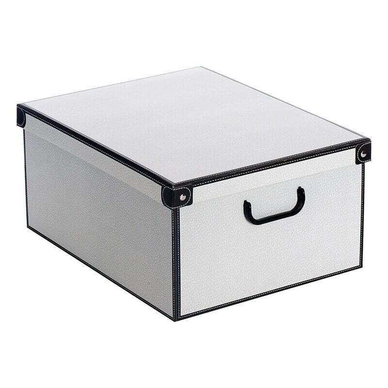 Stabile Aufbewahrungsbox Ordnungsbox Dekobox aus Kartonage 50 x 39 x 24 cm weiß neutral