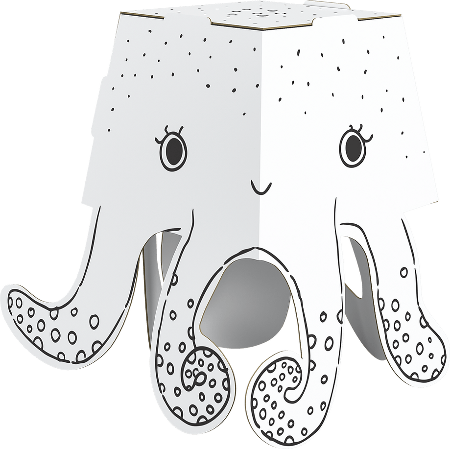Papierfigur Cube Head zum Ausmalen 3D Oktopus 16,5 x 22 x 18 cm