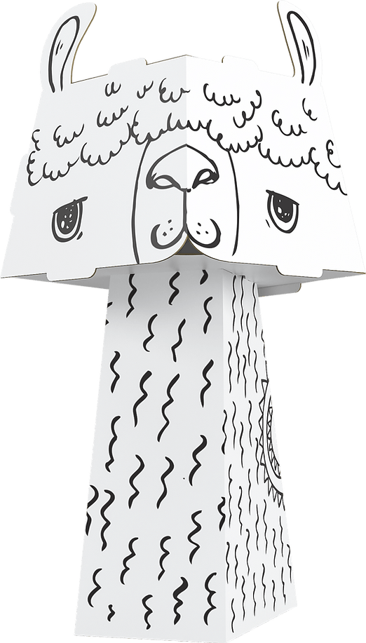 Papierfigur Cube Head zum Ausmalen 3D Lama 22,5 x 13 x 13 cm