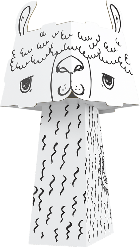 Papierfigur Cube Head zum Ausmalen 3D Lama 22,5 x 13 x 13 cm