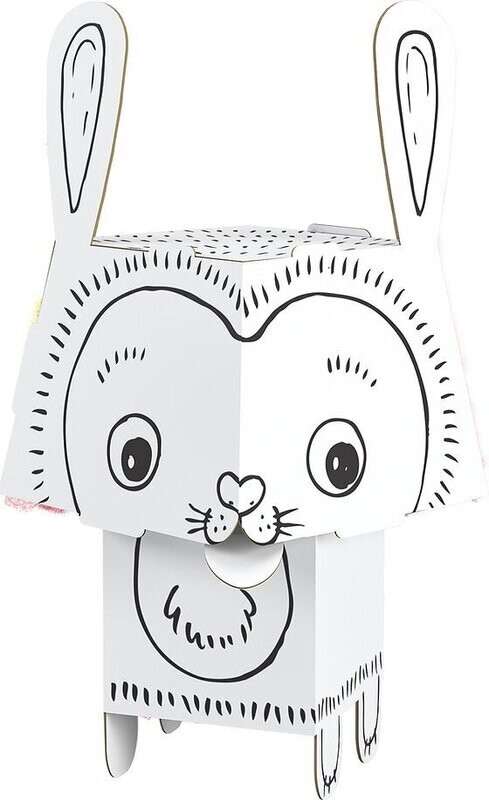 Papierfigur Cube Head zum Ausmalen 3D Kaninchen 24,5 x 14 x 14 cm