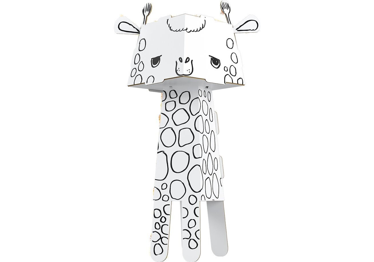 Papierfigur Cube Head zum Ausmalen 3D Giraffe 29 x 12 x 16 cm