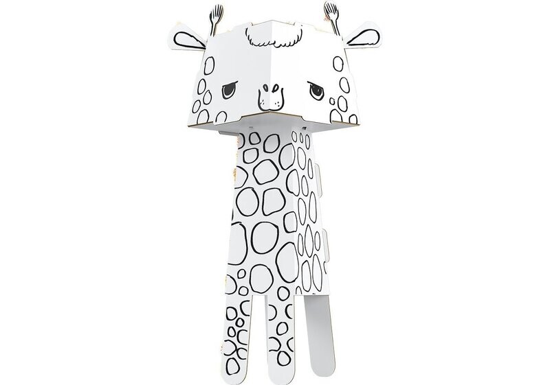 Papierfigur Cube Head zum Ausmalen 3D Giraffe 29 x 12 x 16 cm