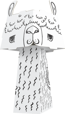 Papierfigur Cube Head zum Ausmalen 3D Lama 22,5 x 13 x 13 cm