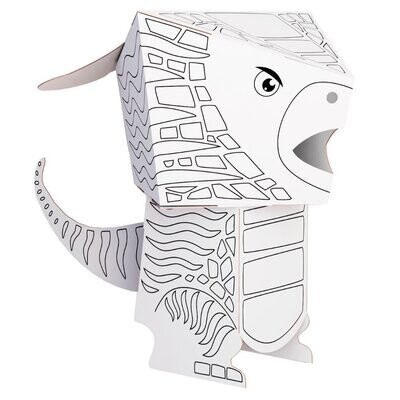 Papierfigur Cube Head Dino D8 zum Ausmalen 3D Parasaurolophus