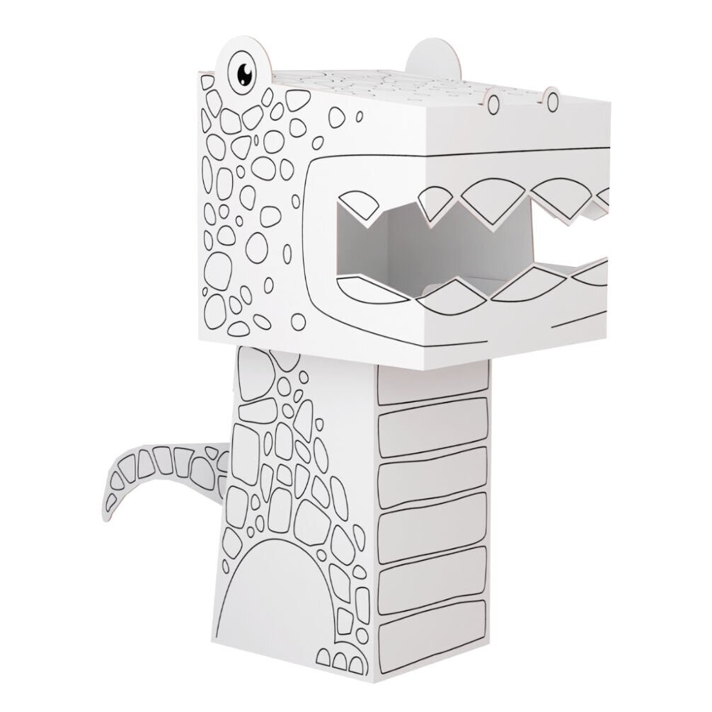 Papierfigur Cube Head Dino D1 zum Ausmalen T-Rex