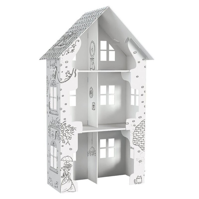 Puppenhaus aus Karton zum Ausmalen - Violet Street 71 x 40,5 x 21