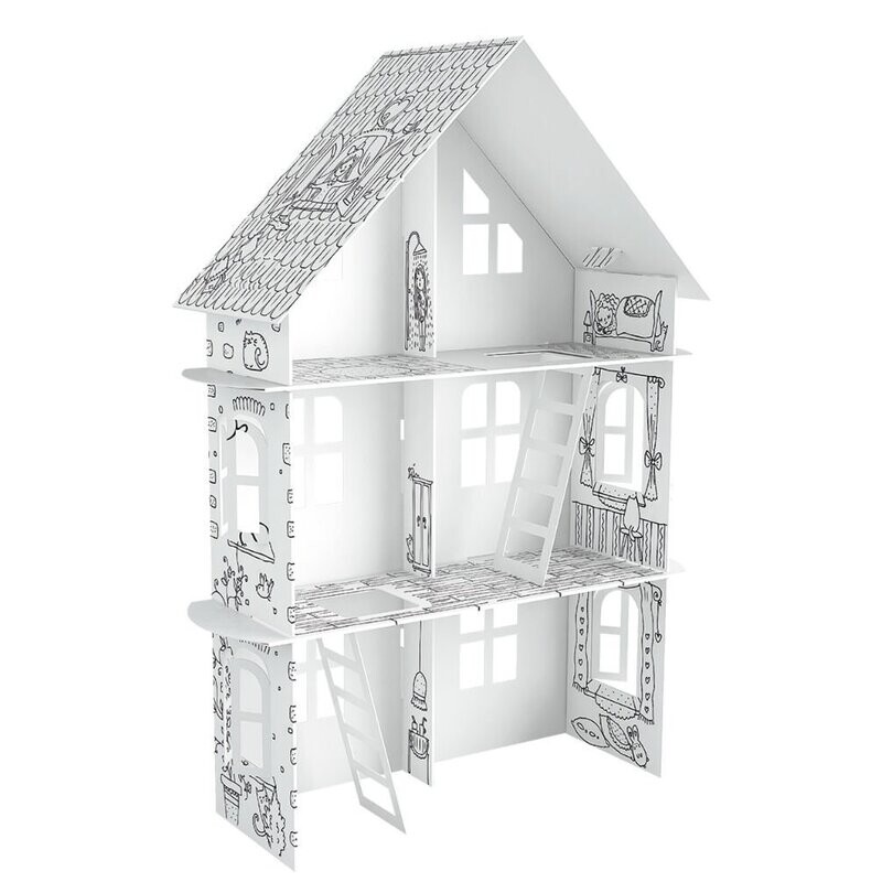 Puppenhaus aus Karton zum Ausmalen - Spring Street 68,0 x 50,0 x 17 cm