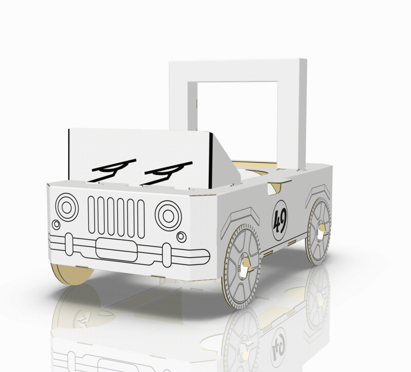 Auto Jeep aus Karton 3D zum Aufbauen und Ausmalen XXL