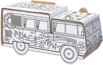 Auto Bulli aus Karton 3D zum Aufbauen und Ausmalen klein 27 x 10 x 14 cm Auto Bulli aus Karton 3D zum Aufbauen und Ausmalen klein 27 x 10 x 14 cm