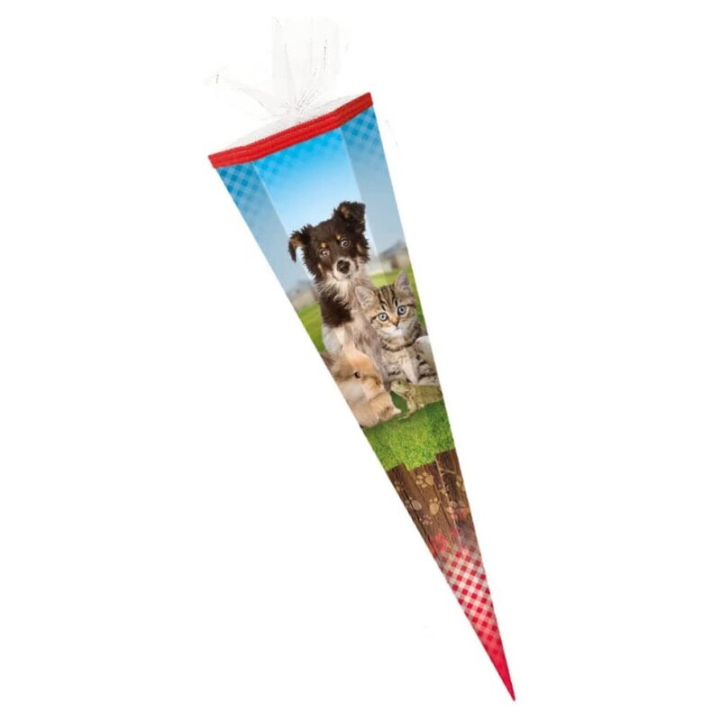 Große Schultüte Wundertüte Zuckertüte Einschulung 85 cm eckig Motiv Haustiere