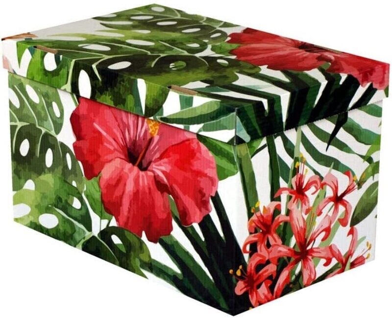 Ordnungsbox Dekobox aus Karton mit Deckel Motiv Filo Blume  klein 30 x 18 x 19 cm
