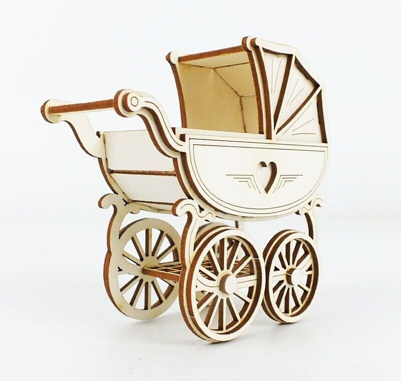Mini Puzzle 3D Figur aus Karton DIY Kinderwagen 1475 Miniaturwelten 65 x 65 x 30 mm
