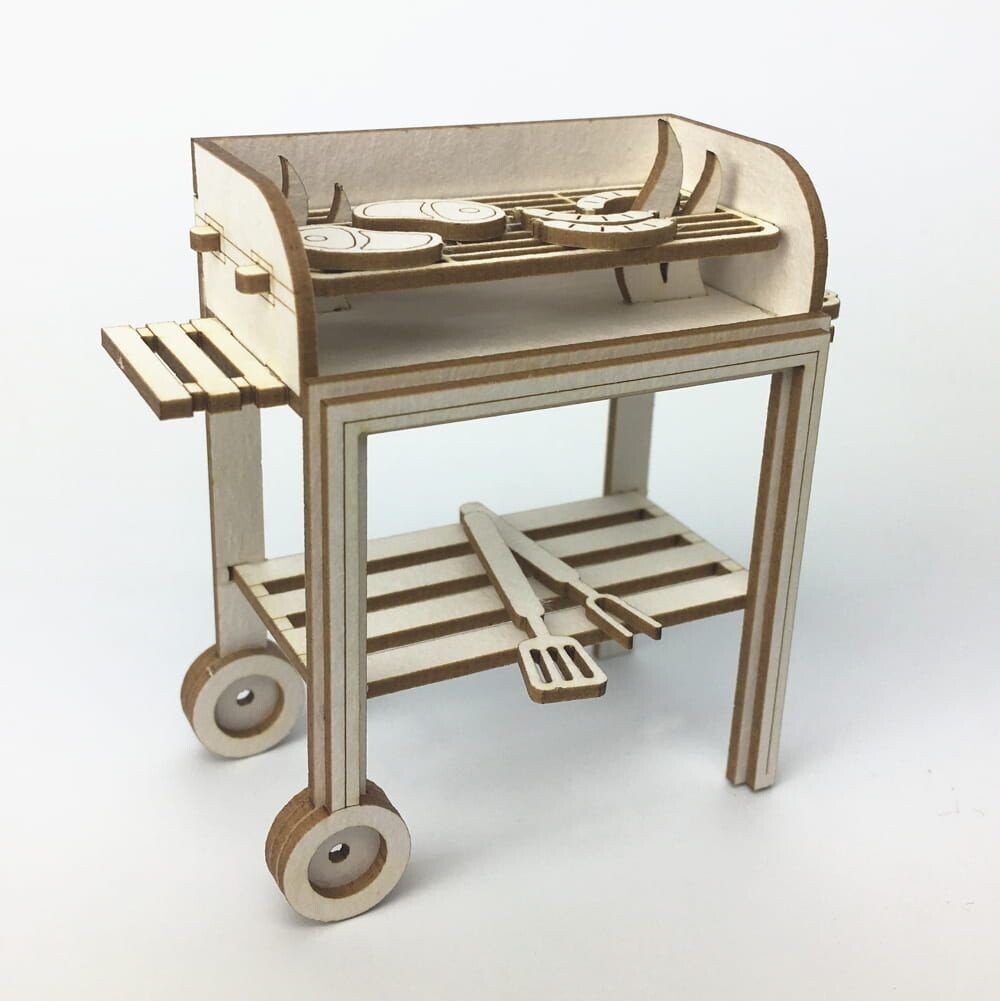 Mini Puzzle 3D Figur aus Karton DIY Grill Miniaturwelten 63 x 70 x 32 mm