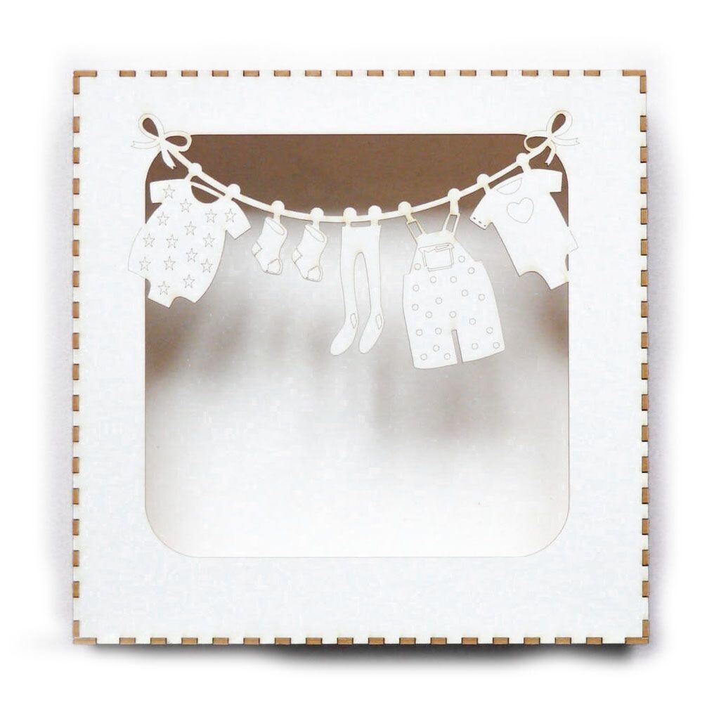 Box für Grußkarten aus Karton DIY Motiv Baby 150 x 150 x 31 mm