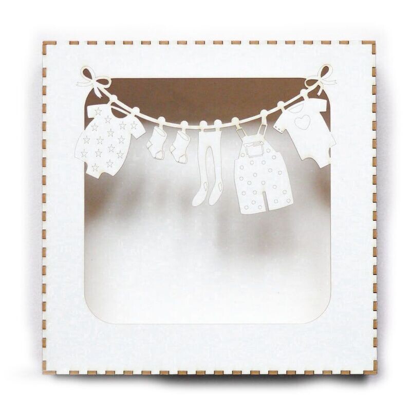 Box für Grußkarten aus Karton DIY Motiv Baby 150 x 150 x 31 mm