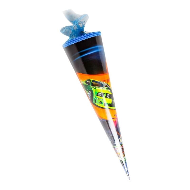Runde Schultüte Wundertüte Zuckertüte Einschulung 70 cm Motiv Sportwagen