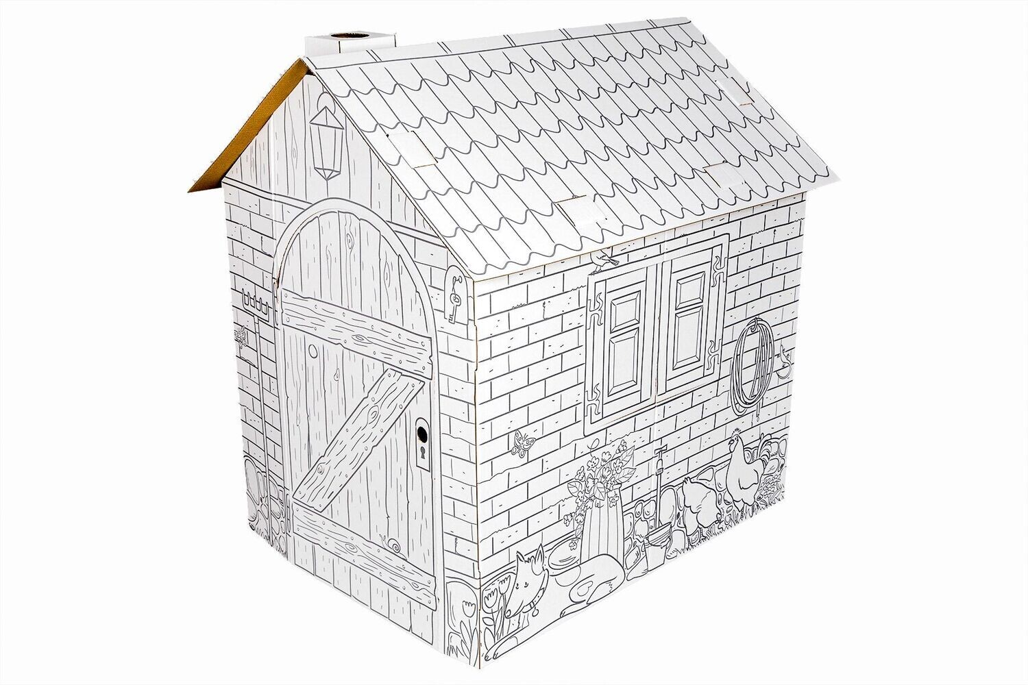 Haus Bauernhof aus Karton zum Ausmalen