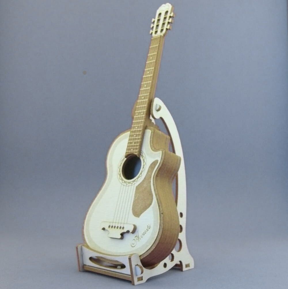 Mini Puzzle Figur 3D aus Karton DIY Gitarre 1006 Miniaturwelten 130 x 47 mm