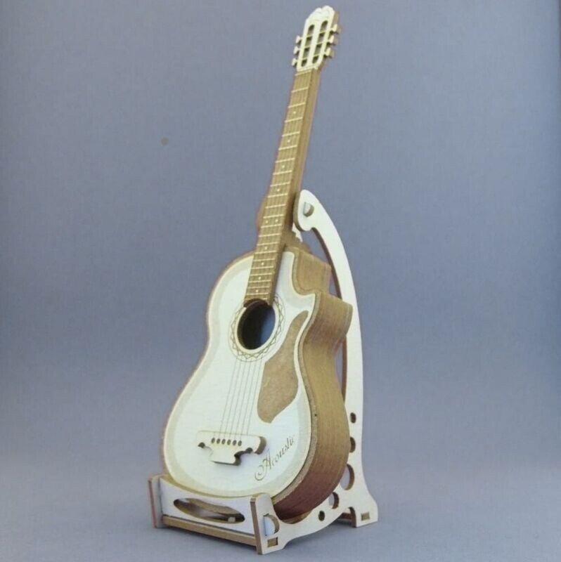 Mini Puzzle Figur 3D aus Karton DIY Gitarre 1006 Miniaturwelten 130 x 47 mm