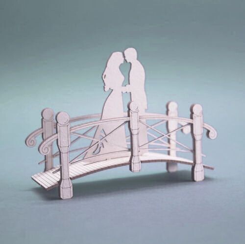 Mini Puzzle 3D Figur aus Karton DIY Brautpaar auf der Brücke 1290 Miniaturwelten 100 x 75 mm
