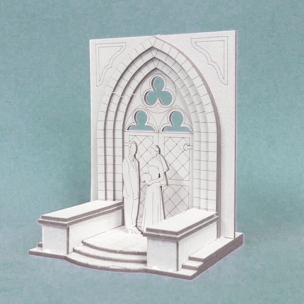 Mini Puzzle 3D Figur aus Karton DIY Brautpaar vorm Altar 1399 Miniaturwelten ca. 62 x 70 x 90 mm 1399