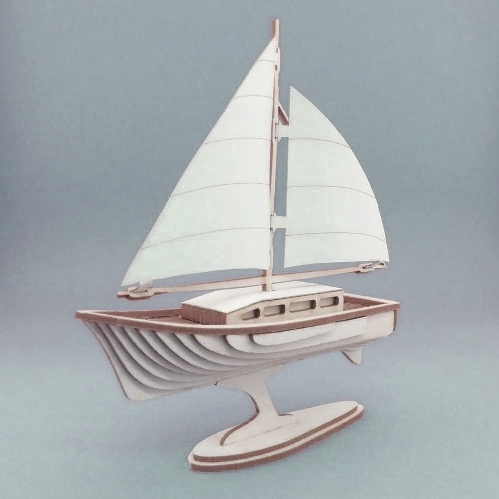 Mini Puzzle Figur 3D aus Karton DIY Segelschiff 1127 Miniaturwelten 100 x 90 mm