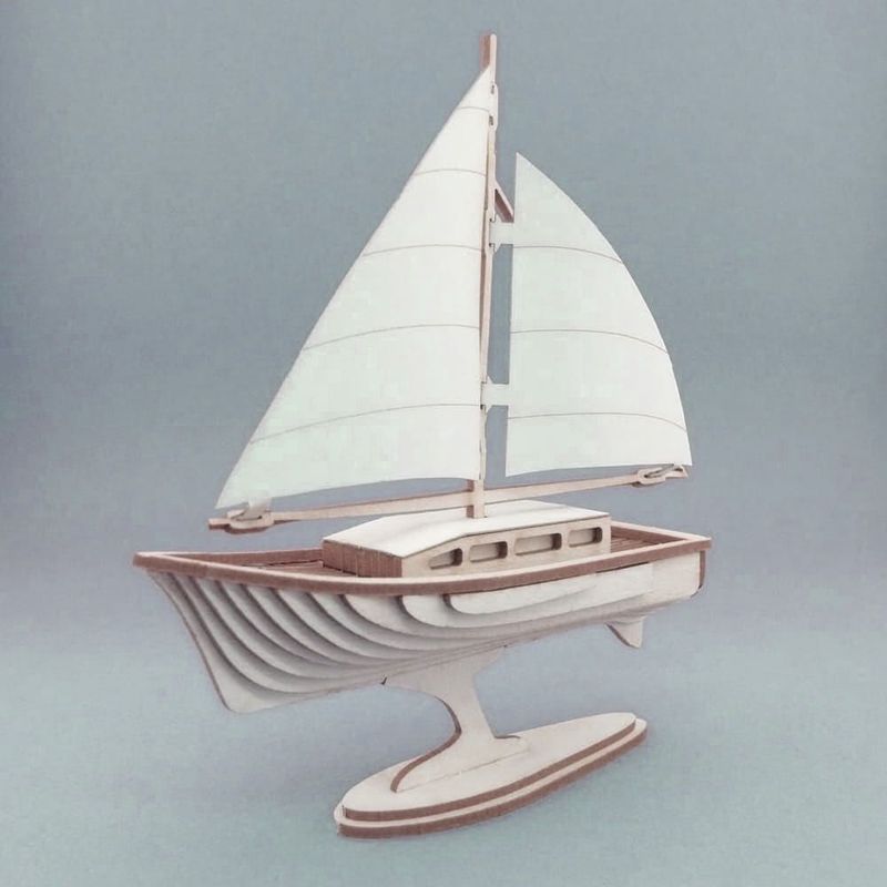 Mini Puzzle Figur 3D aus Karton DIY Segelschiff 1127 Miniaturwelten 100 x 90 mm