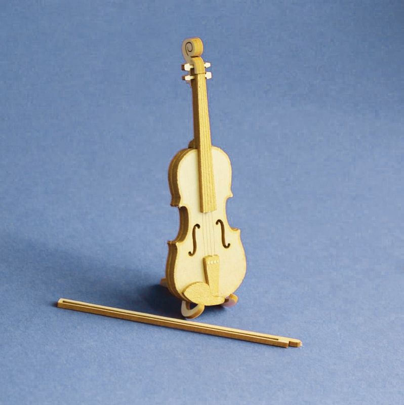 Mini Puzzle Figur 3D aus Karton DIY Geige 1404 Miniaturwelten 80 x 48 mm
