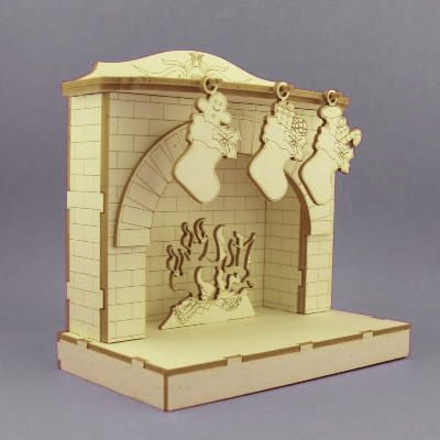 Mini Puzzle 3D Figur aus Karton DIY Weihnachtskamin 913 Miniaturwelten ca. 82 x 82 x 46 mm