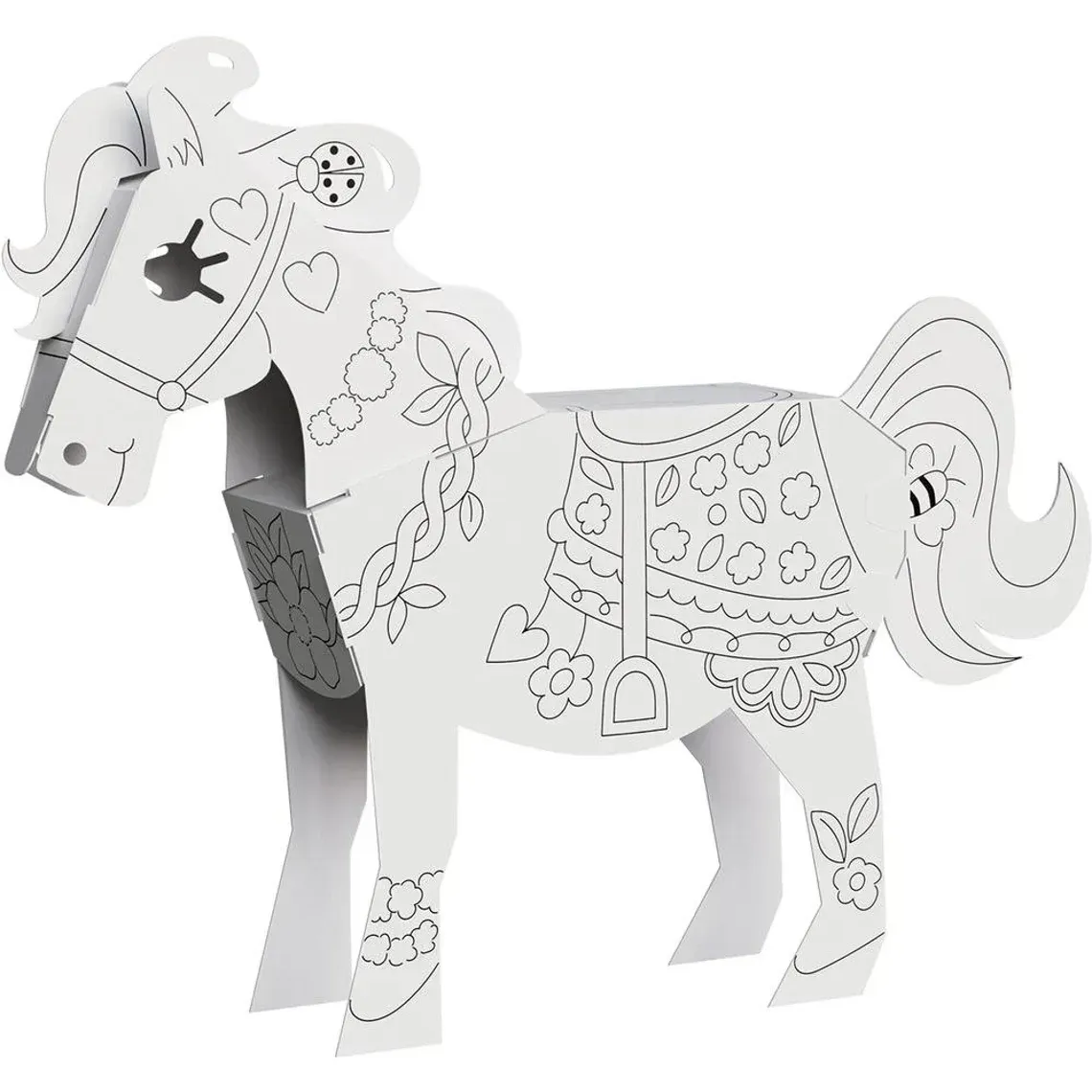 Papierfigur Pferd Pony aus Karton zum Basteln und Bemalen Pferdchen 25 cm x 37 cm x 8 cm