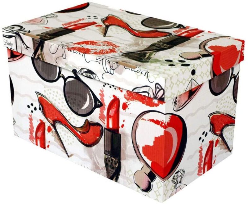 Ordnungsbox Dekobox aus Karton mit Deckel Motiv Schminke  klein 30 x 18 x 19 cm