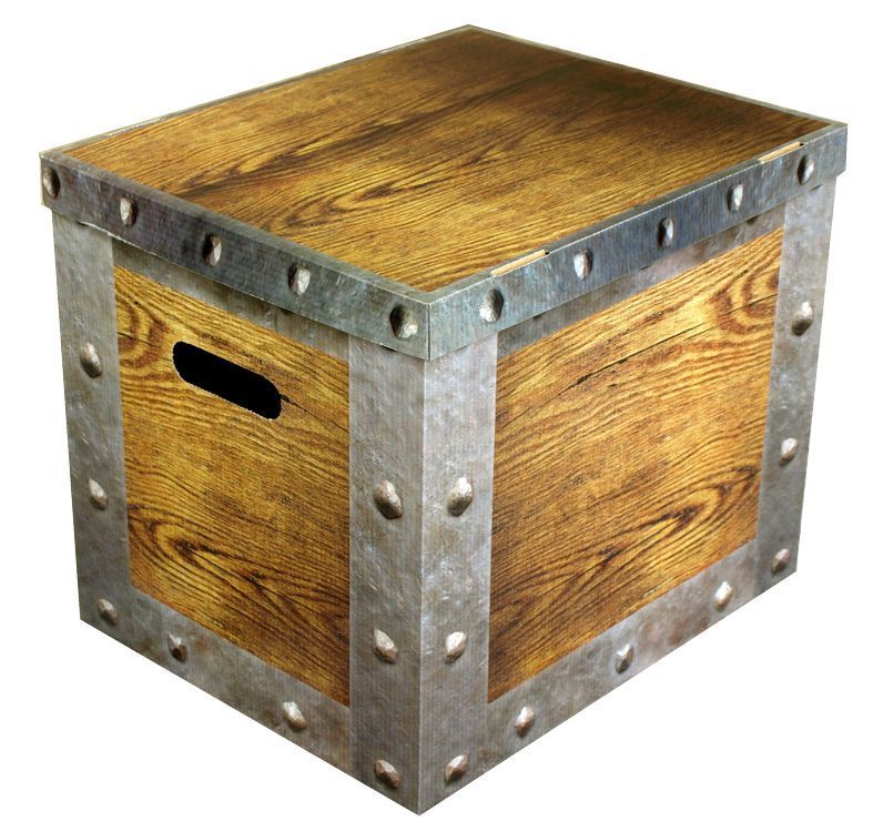 Ordnungsbox Dekobox aus Karton mit Deckel Motiv Holzkiste groß 37 x 30 x 32 cm