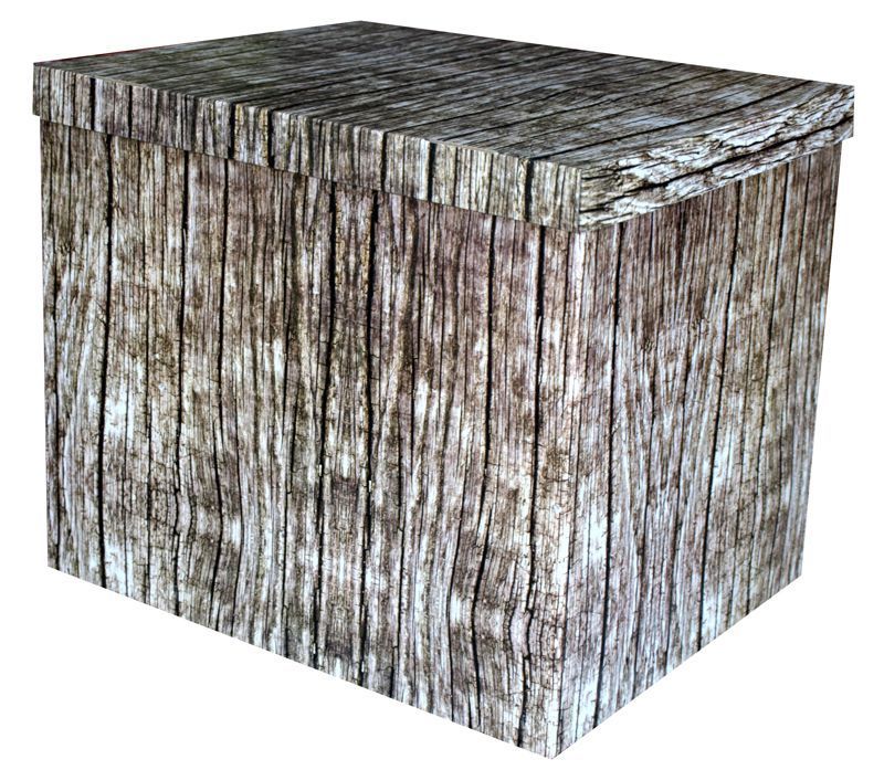 Ordnungsbox Dekobox aus Karton mit Deckel Motiv Holzrinde groß 37 x 30 x 32 cm