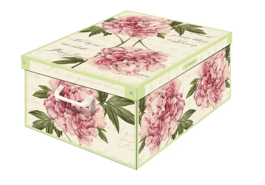 Stabile Aufbewahrungsbox Ordnungsbox Dekobox aus Kartonage 50 x 39 x 24 cm Peonie