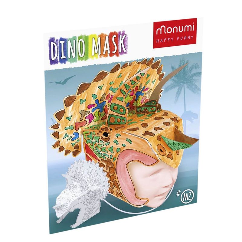 Papiermaske Dinosaurier Bastelset 3D zum Bemalen M2 Triceratops