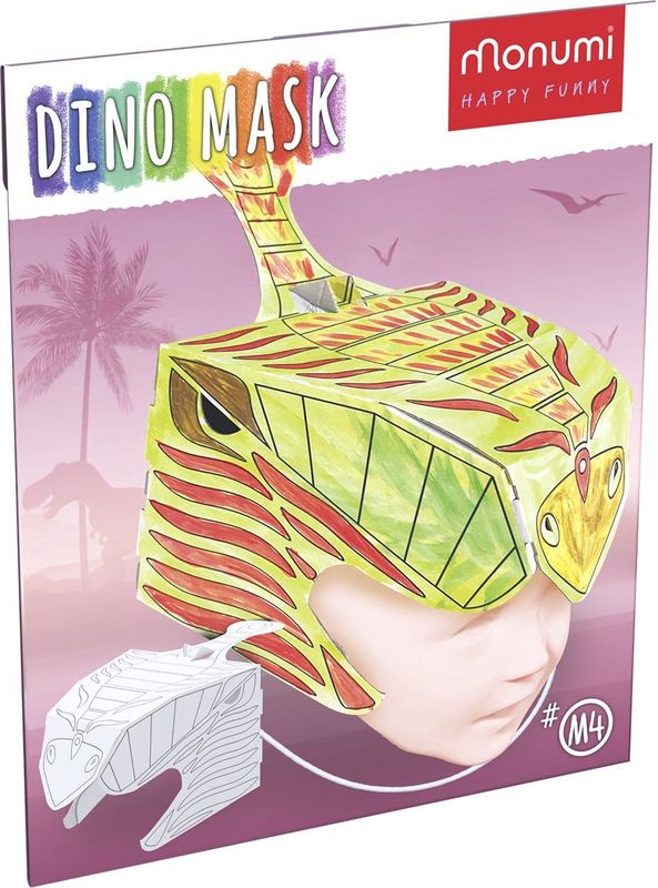 Papiermaske Dinosaurier Bastelset 3D zum Bemalen M4 Parasaurolophus