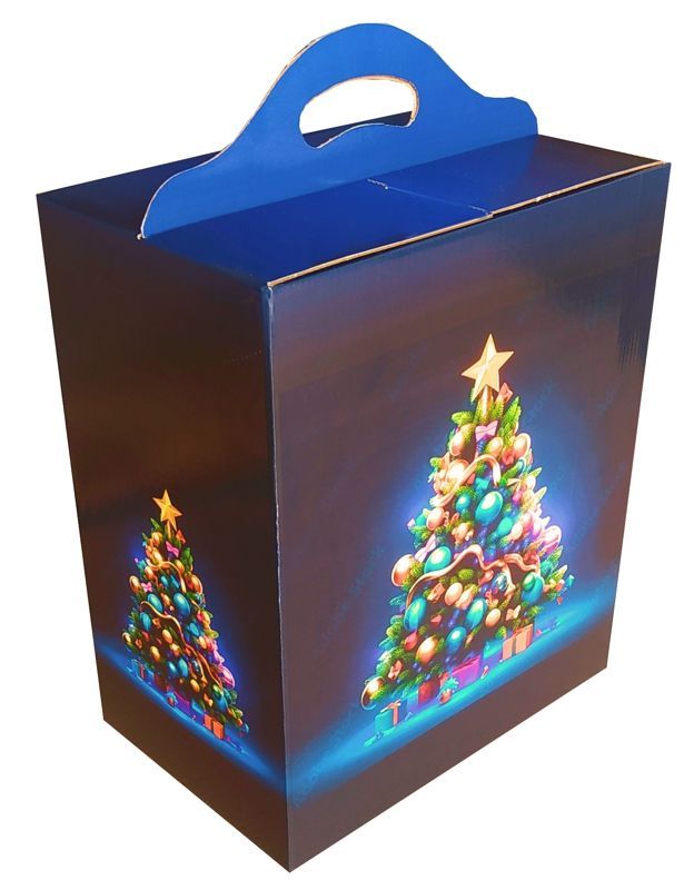 Geschenkbox Weihnachten Weihnachtsbaum blau groß 290 x 190 x 350