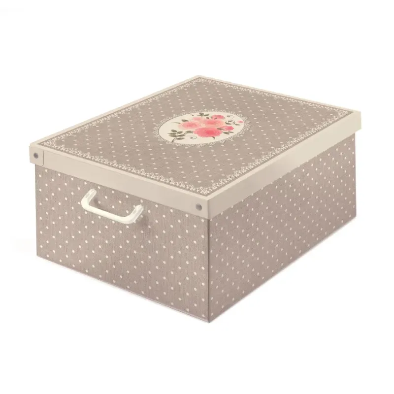 Stabile Aufbewahrungsbox Ordnungsbox Dekobox  aus Kartonage 50 x 39 x 24 cm Pois romantic