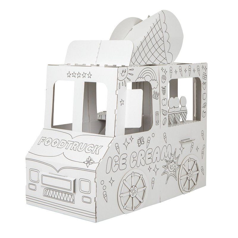 Food Truck Imbisswagen aus Pappe zum Ausmalen 98 x 57 x 114 Food Truck Imbisswagen aus Pappe zum Ausmalen 98 x 57 x 114