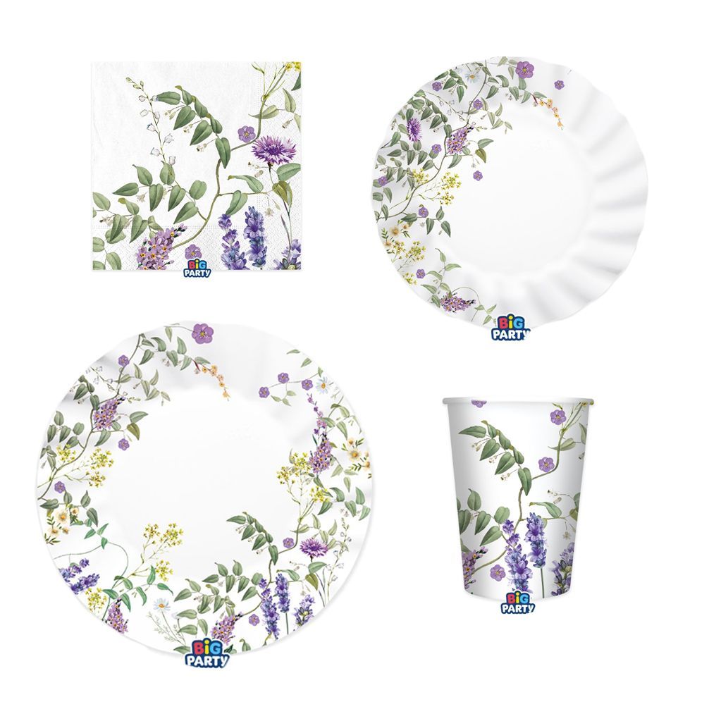 Party-Set Flowers Garden 4-teilig Pappteller Pappbecher Servietten Party-Set Flowers Garden 4-teilig Pappteller Pappbecher Servietten