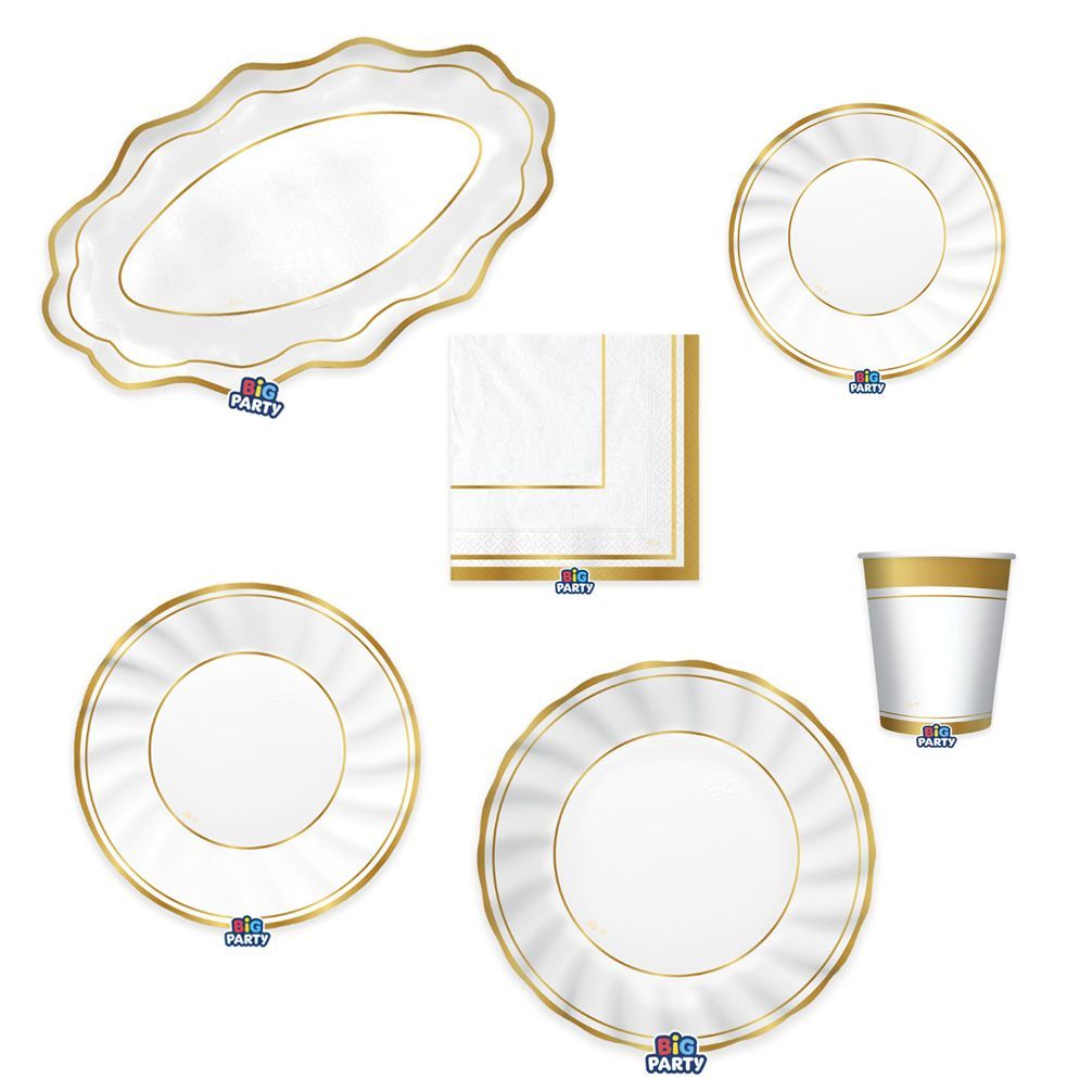 Party-Set Classic Gold Metallic 6-teilig Pappteller Pappbecher Servietten Party-Set Classic Gold Metallic 6-teilig Pappteller Pappbecher Servietten