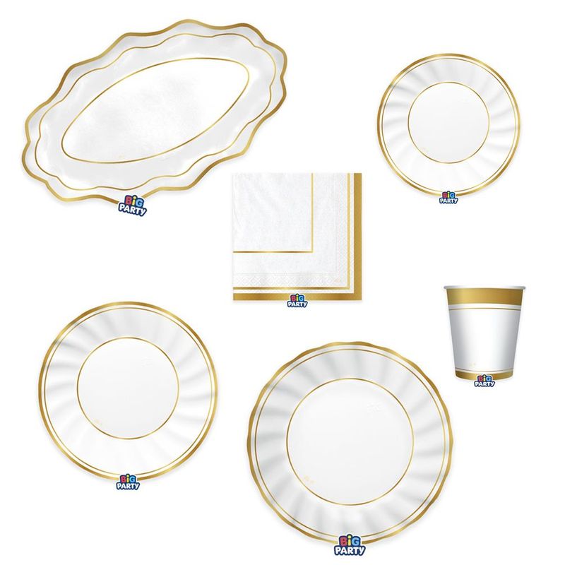 Party-Set Classic Gold Metallic 6-teilig Pappteller Pappbecher Servietten Party-Set Classic Gold Metallic 6-teilig Pappteller Pappbecher Servietten