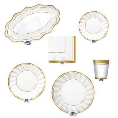 Party-Set Classic Gold Metallic 6-teilig Pappteller Pappbecher Servietten